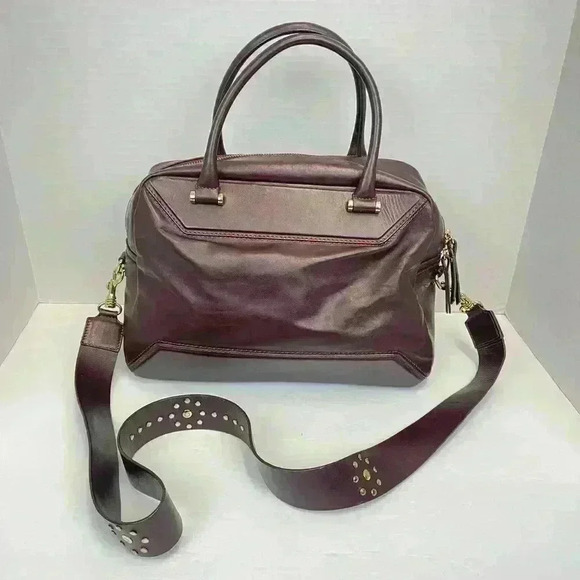 Iacucci Red Leather Handbag  Patch Crossbody strap Italian Satchel - Picture 1 of 13